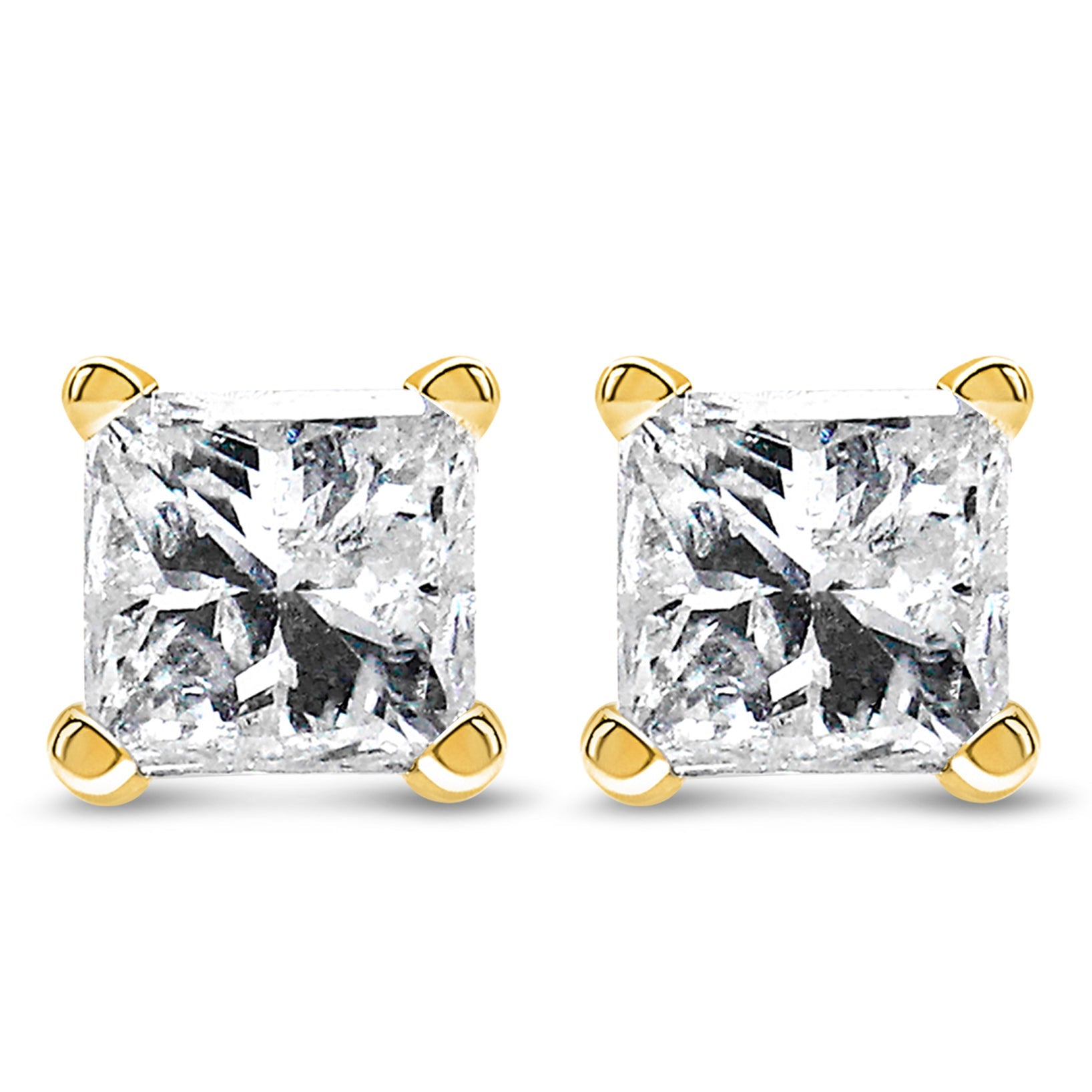 14K Yellow Gold 1/2 Cttw Princess Cut Diamond Solitaire Stud Earrings with Screwbacks (I-J Color, SI2-I1 Clarity) by Bids.com