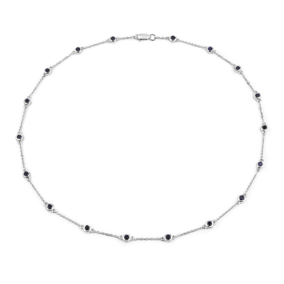 1.98 Carat Genuine Blue Sapphire .925 Sterling Silver Necklace  DestGlow