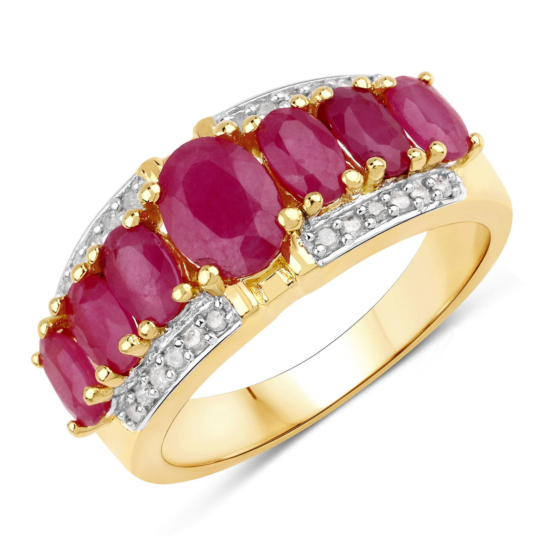 2.60 Carat Genuine Johnson Ruby and White Diamond .925 Sterling Silver Ring by Bids.com
