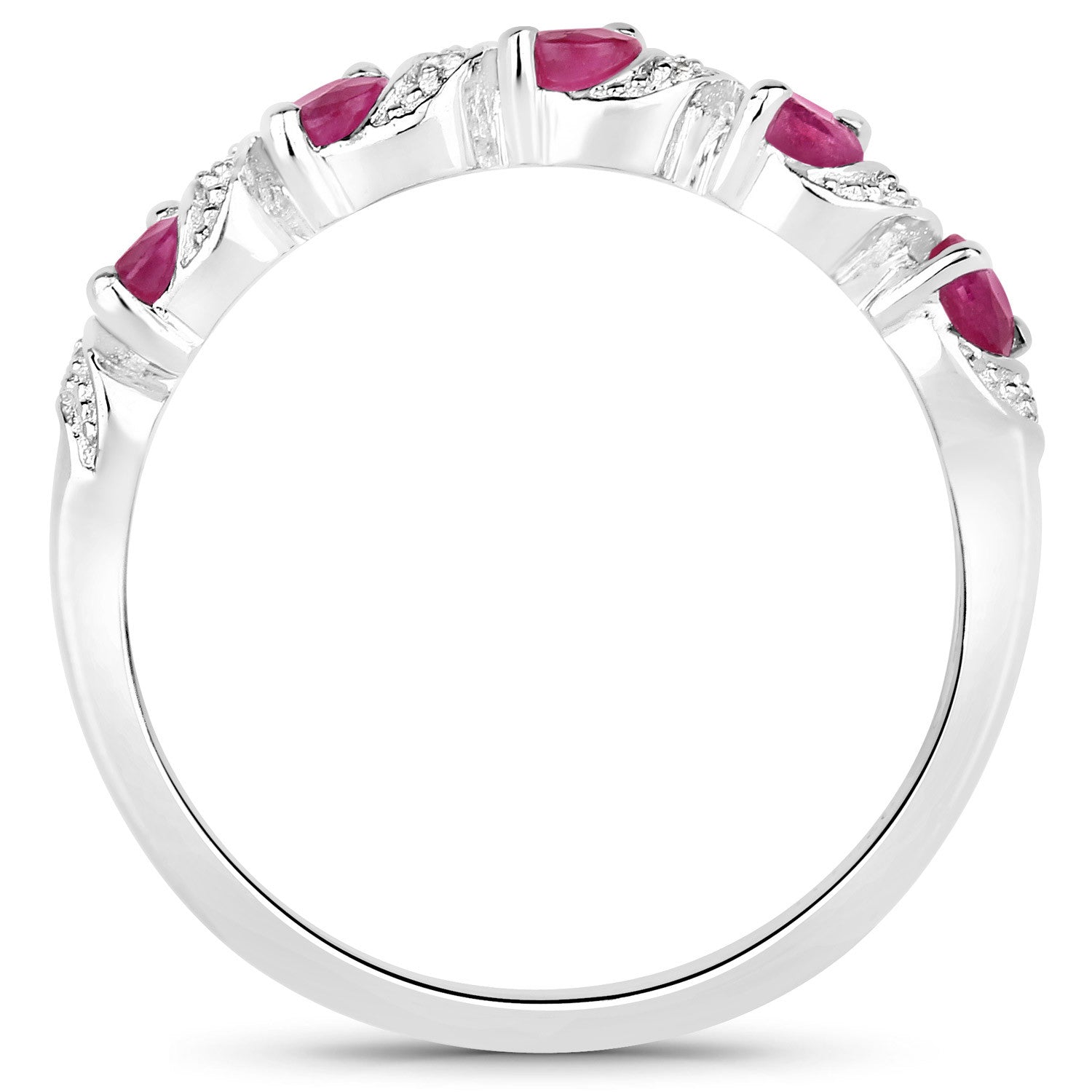 0.69 Carat Genuine Ruby and White Topaz .925 Sterling Silver Ring  DestGlow