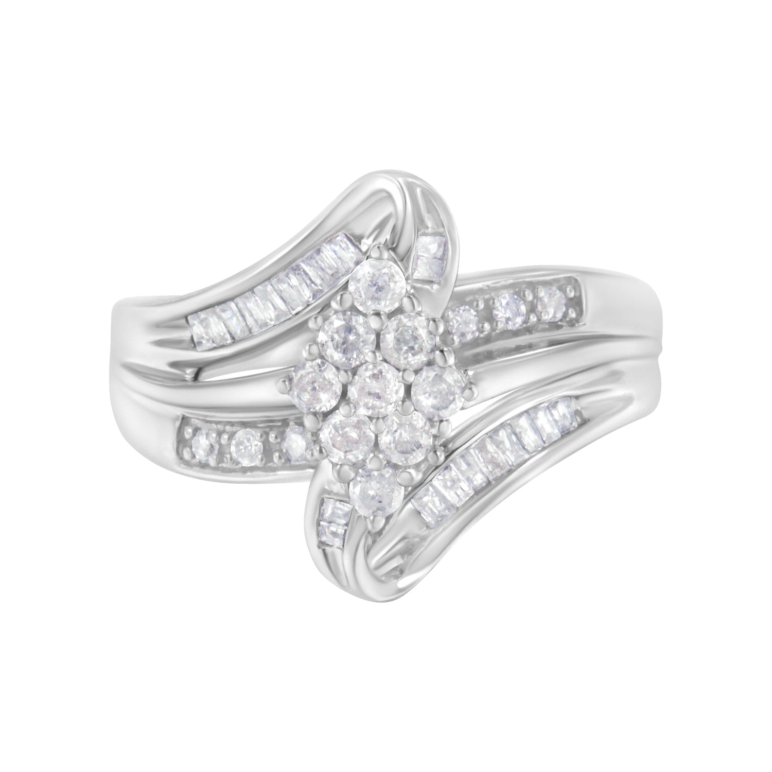 10K White Gold 1/2 cttw Diamond Cluster Ring (H-I Clarity, I2-I3 Color) - Size 6 by Bids.com