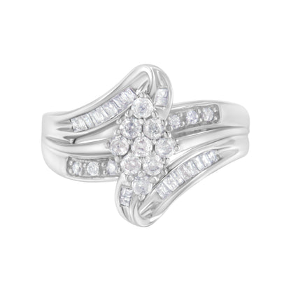 10K White Gold 1/2 cttw Diamond Cluster Ring (H-I Clarity, I2-I3 Color) - Size 6 by Bids.com