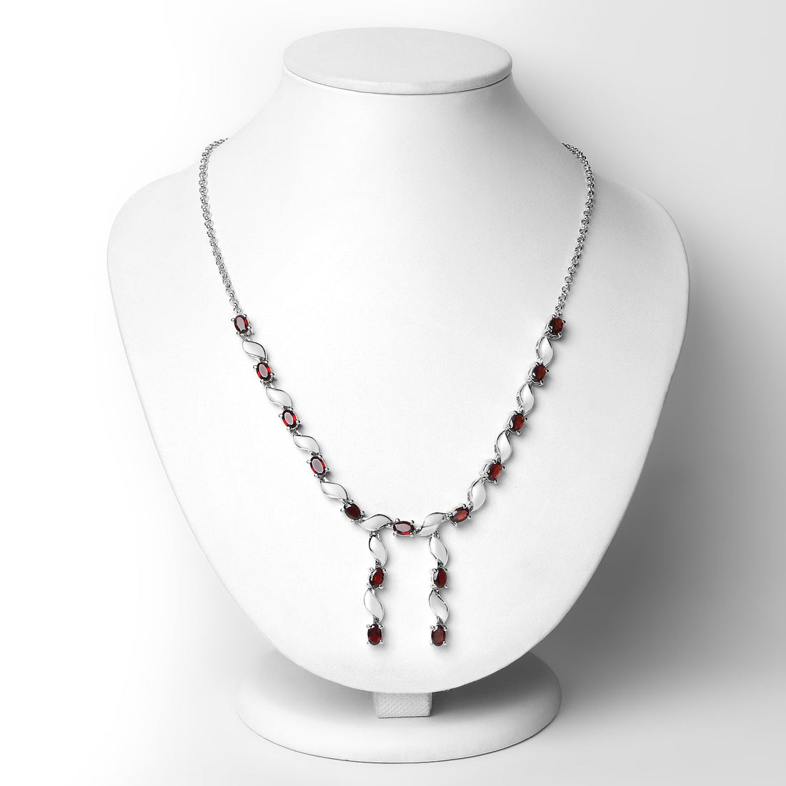 7.65 Carat Genuine Garnet .925 Sterling Silver Necklace by Bids.com