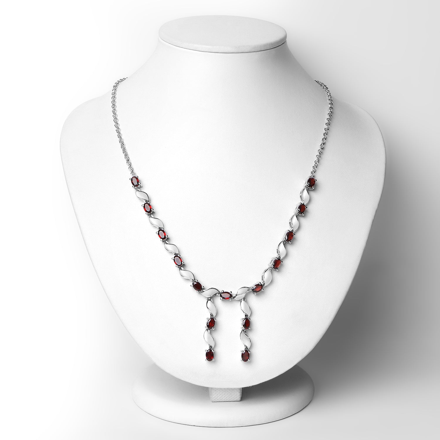 7.65 Carat Genuine Garnet .925 Sterling Silver Necklace by Bids.com