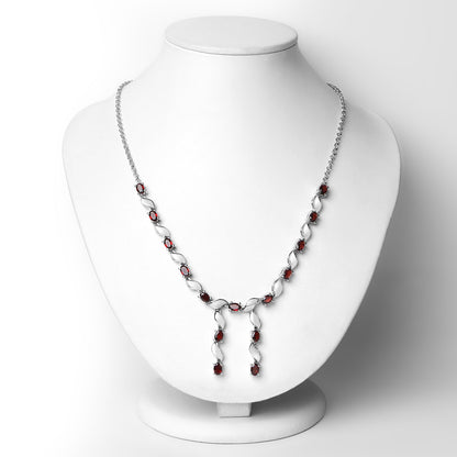 7.65 Carat Genuine Garnet .925 Sterling Silver Necklace by Bids.com
