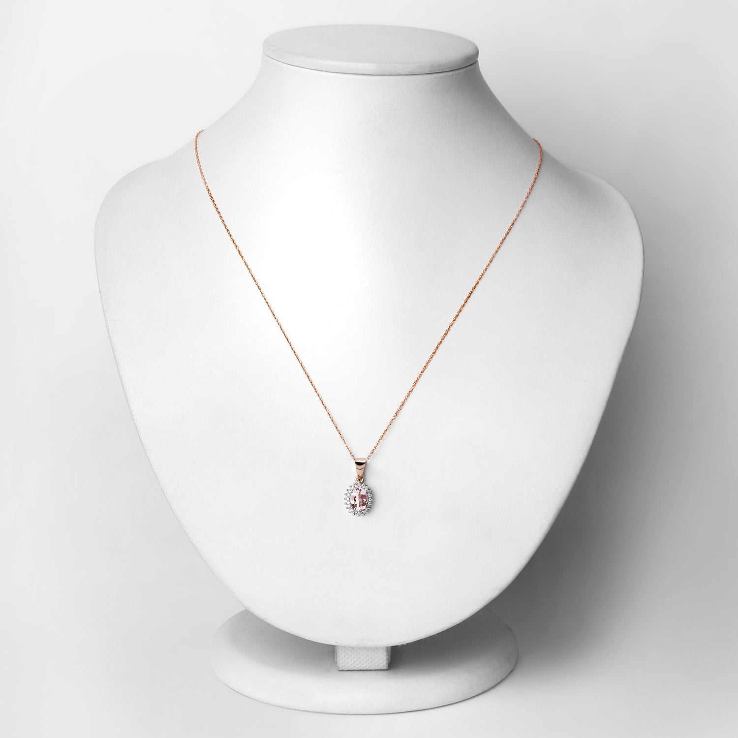 0.81 Carat Genuine Morganite and White Diamond 14K Rose Gold Pendant  DestGlow