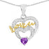 Two Tone Plated 0.44 Carat Genuine Amethyst and White Topaz .925 Sterling Silver Pendant by Bids.com