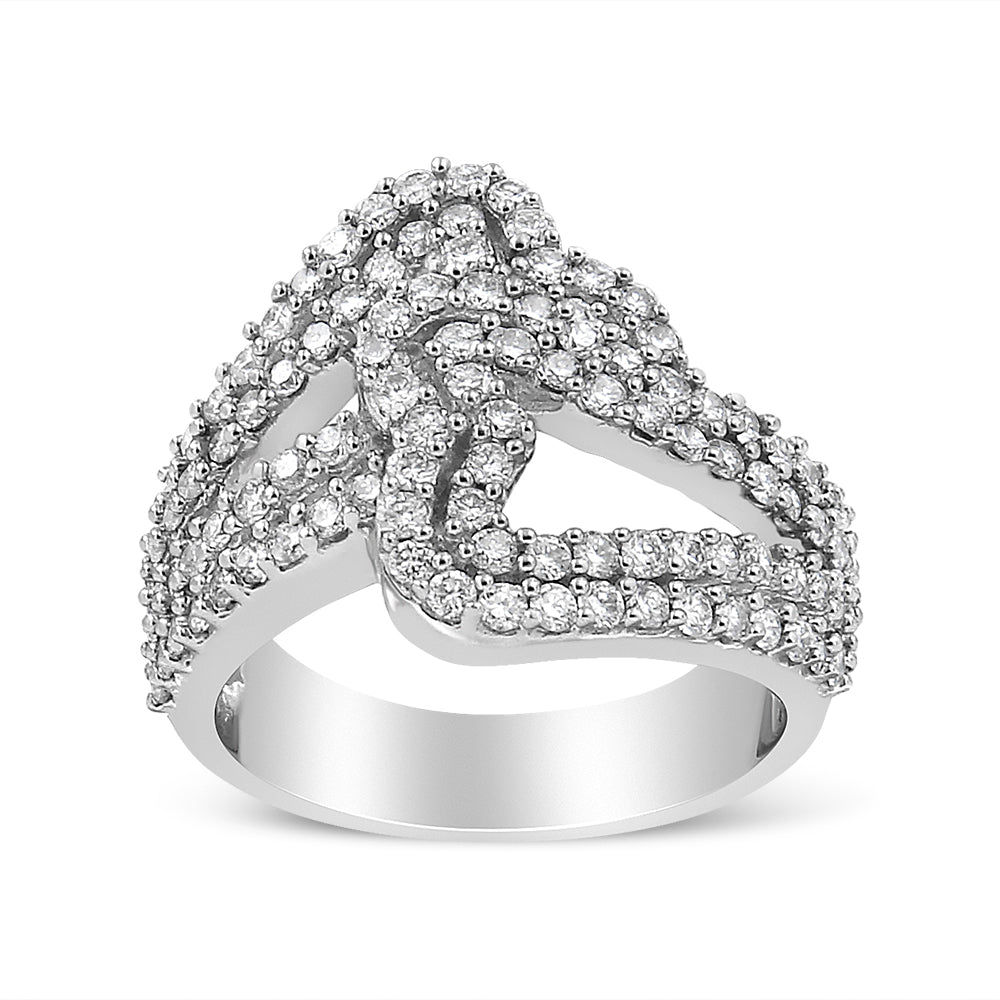 14K White Gold 1 1/2 Cttw Diamond Open Double Heart Bypass Ring Band (H-I Color, VS1-VS2 Clarity) - Ring Size 7 by Bids.com