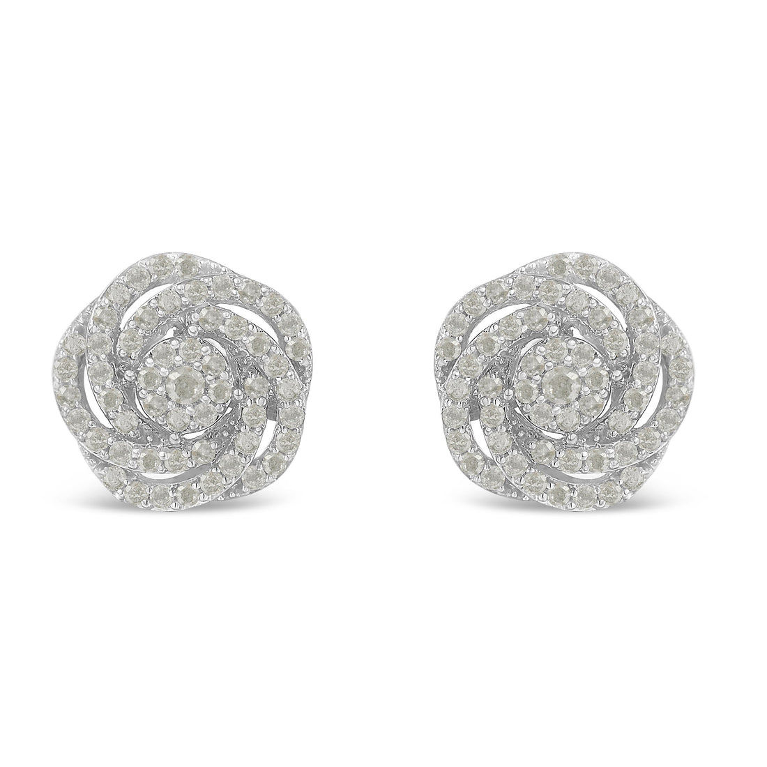 10k White Gold Rose-Cut Diamond Floral Cluster Earrings (1 cttw, I-J Color, I2-I3 Clarity) by Bids.com