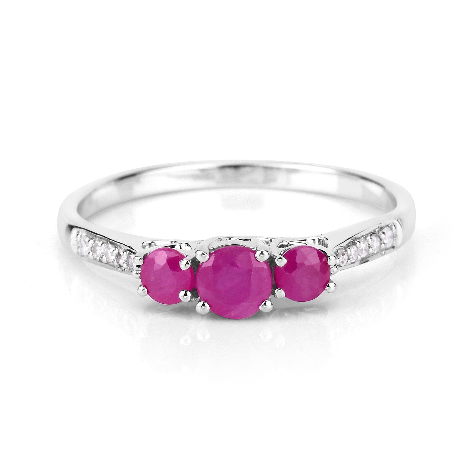 0.61 Carat Genuine Ruby and White Diamond 14K White Gold Ring by Bids.com
