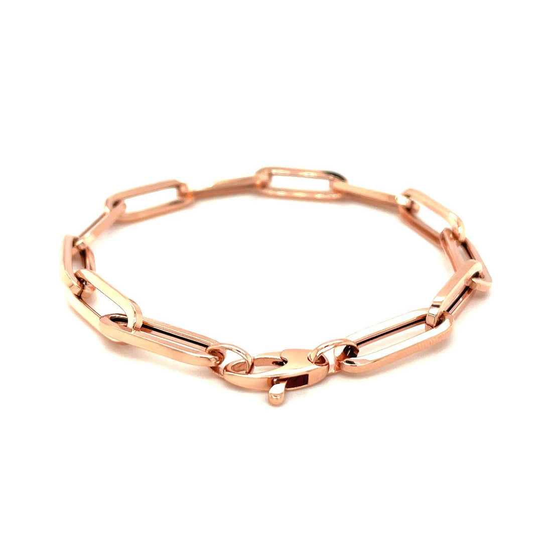14K Rose Gold Extra Wide Paperclip Chain Bracelet by Bids.com