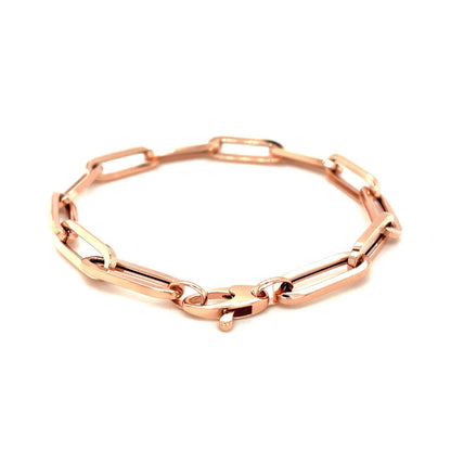 14K Rose Gold Extra Wide Paperclip Chain Bracelet by Bids.com