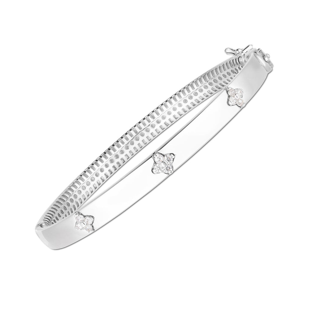 14k White Gold Trilogy Diamond Bangle (5.40 mm) by Bids.com