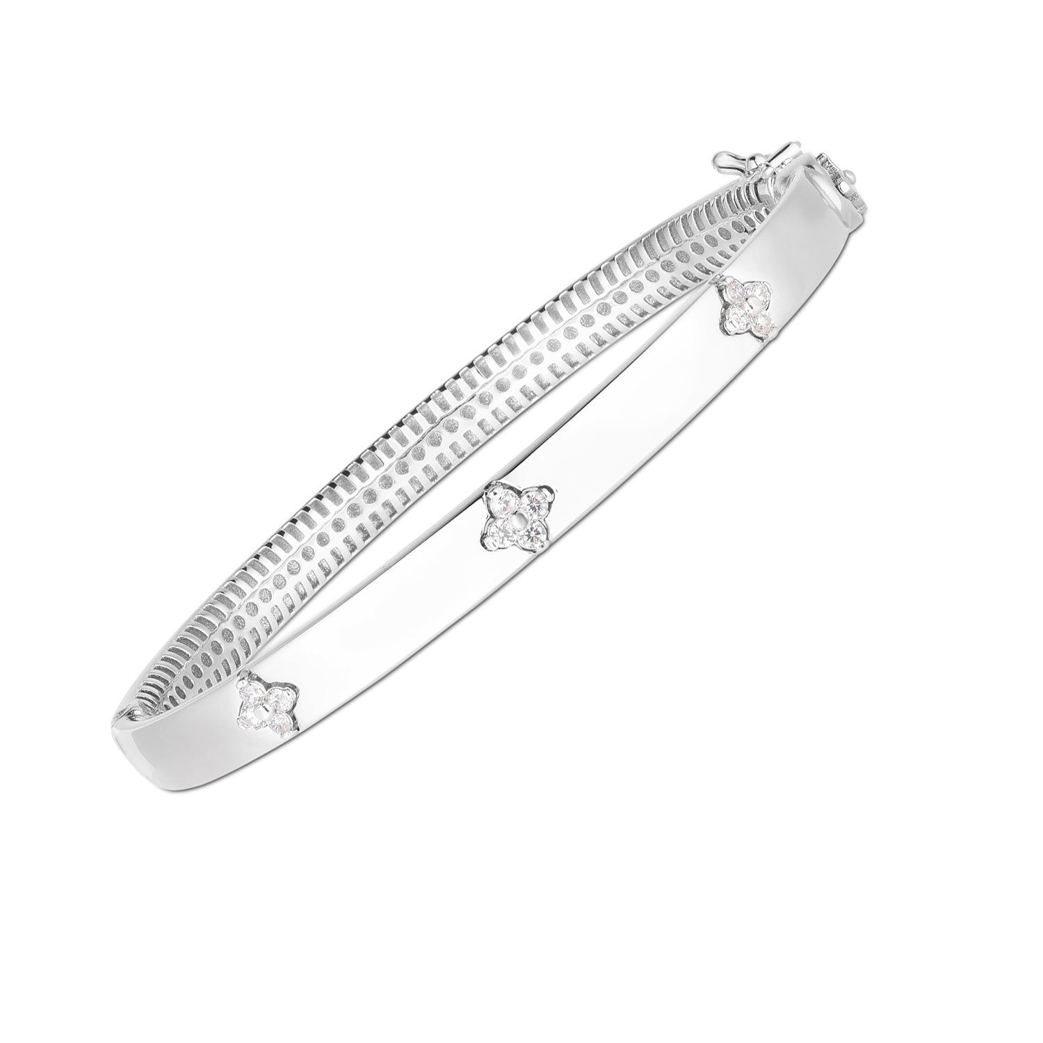 14k White Gold Trilogy Diamond Bangle (5.40 mm) by Bids.com