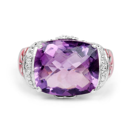 8.86 Carat Genuine Amethyst &amp; White Topaz .925 Sterling Silver Ring by Bids.com