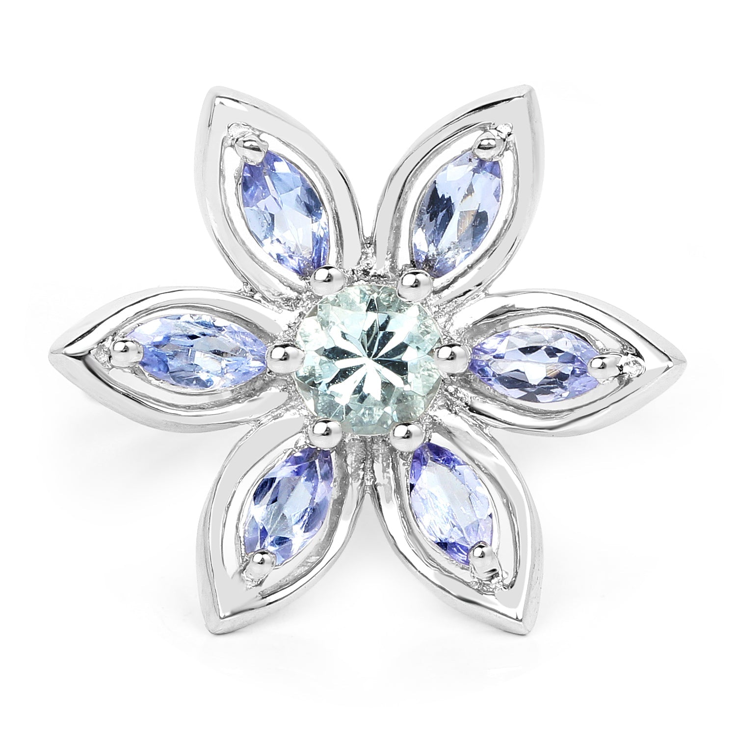 1.34 Carat Genuine Aquamarine and Tanzanite .925 Sterling Silver Ring by Bids.com