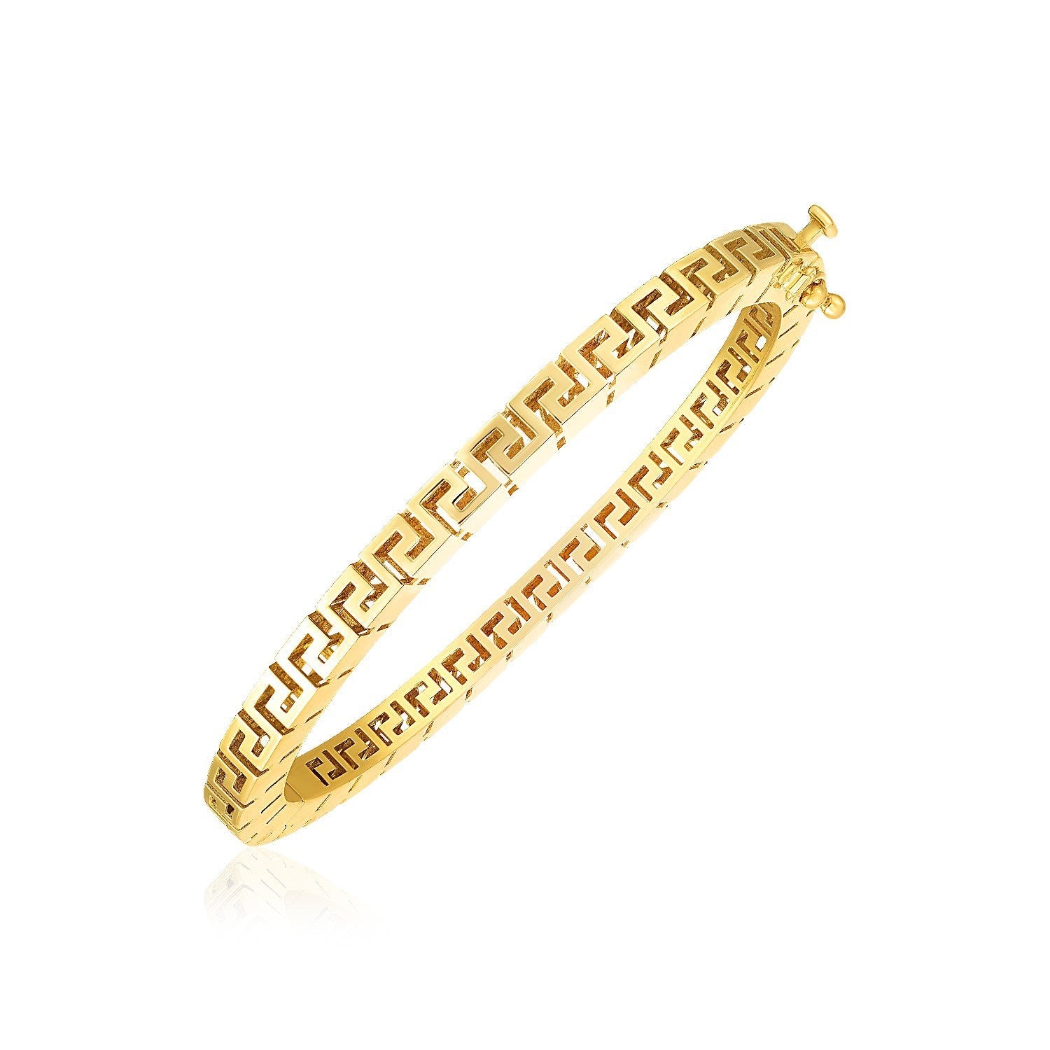 14k Yellow Gold High Polish Greek Key Bangle by Bids.com