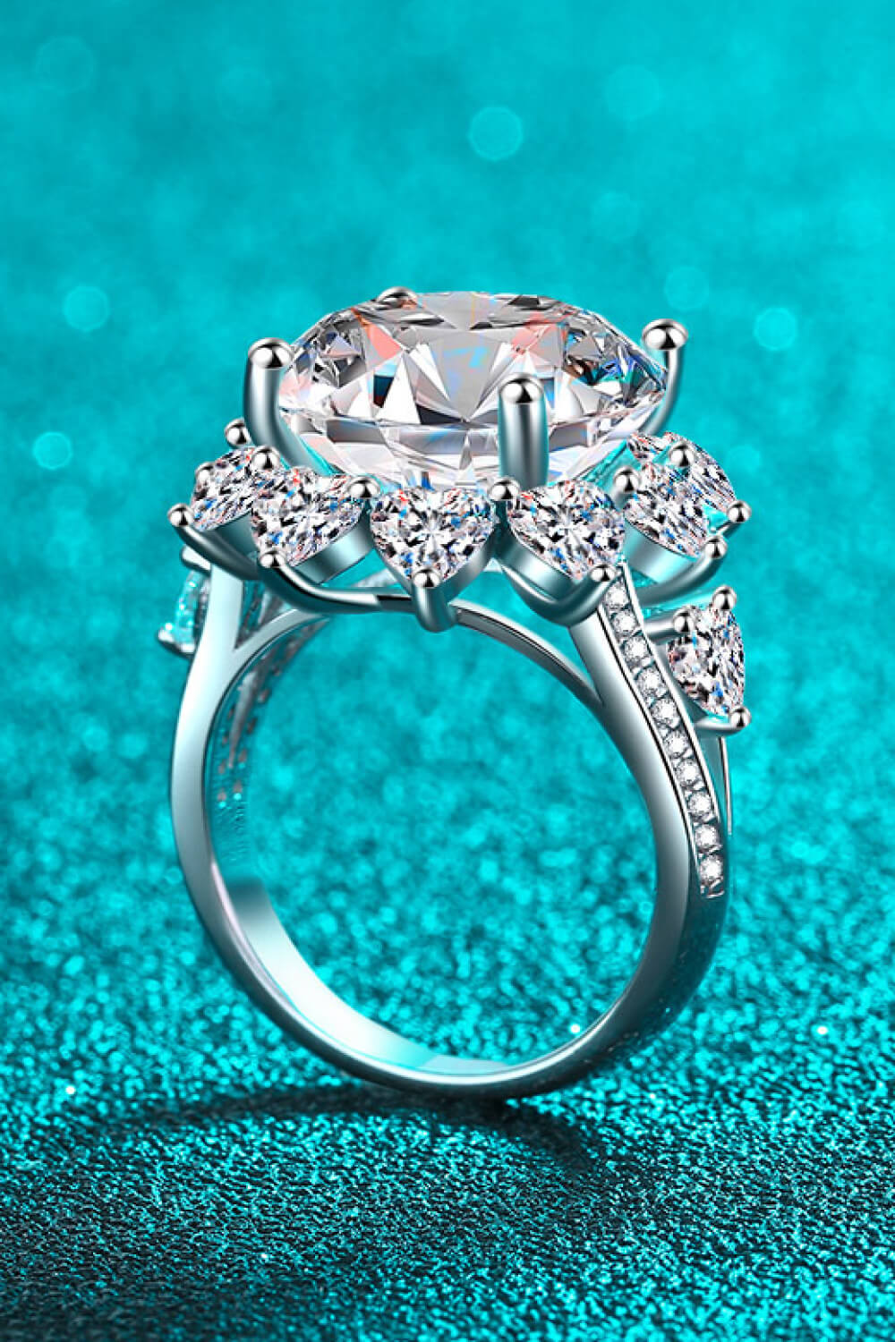 10 Carat Sparkala™ Flower-Shaped Ring (Rhodium Over Pure Sterling Silver) by Sparkala