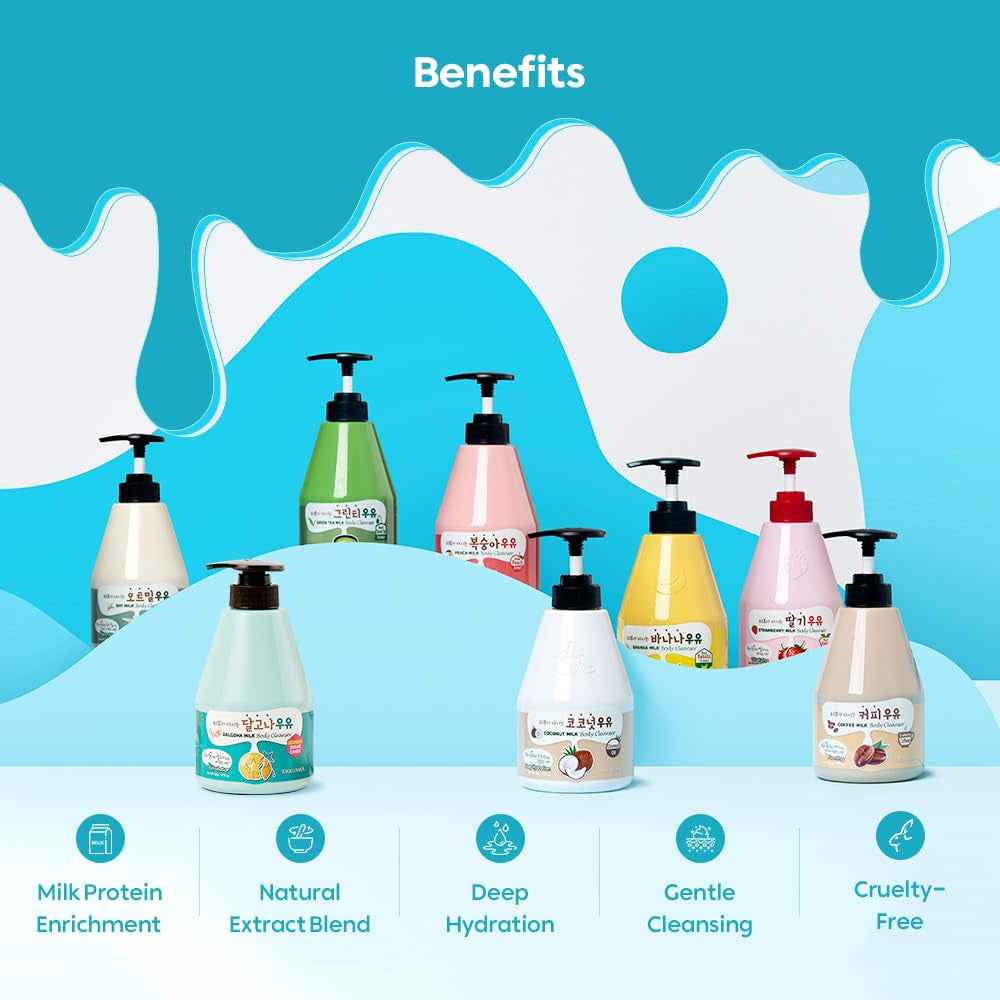 Kwailnara Coconut Milk Body Lotion &amp; Body Wash Set – Deeply Hydrating &amp; Refreshing Korean Skincare Set with Coconut Extract, 560G / 19.75Oz Each
