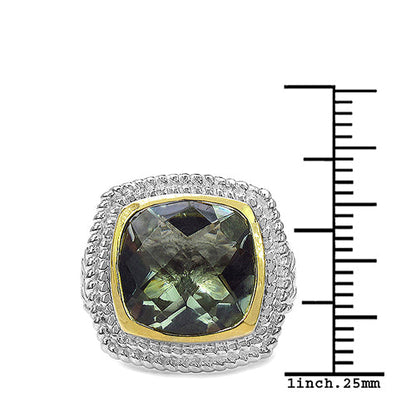 6.31 Carat Genuine Green Amethyst &amp; White Diamond .925 Sterling Silver Ring by Bids.com