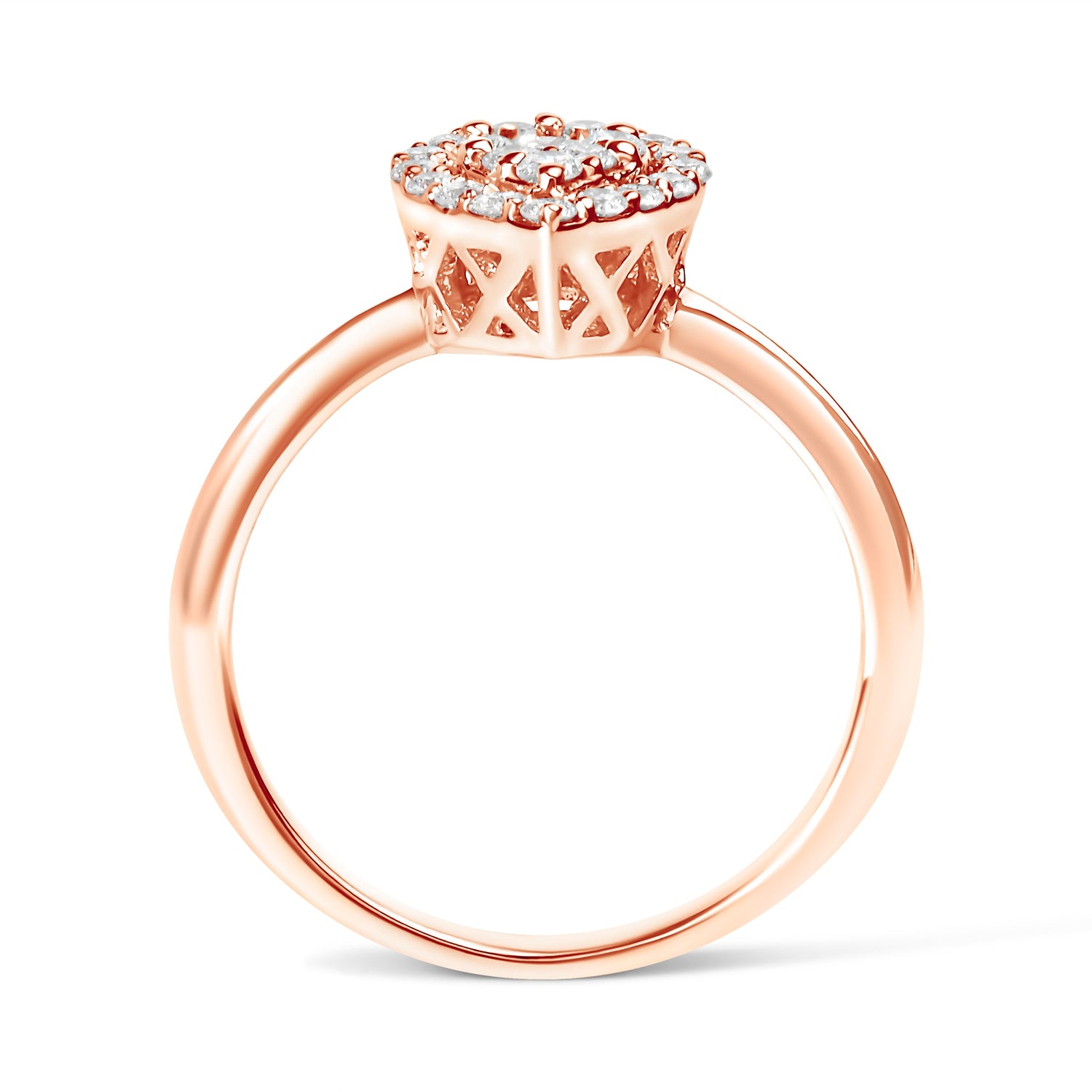 10K Rose Gold 3/8 Cttw Round-Cut Diamond Pear Promise Ring (I-J Color, I2-I3 Clarity) - Size 7 by Bids.com