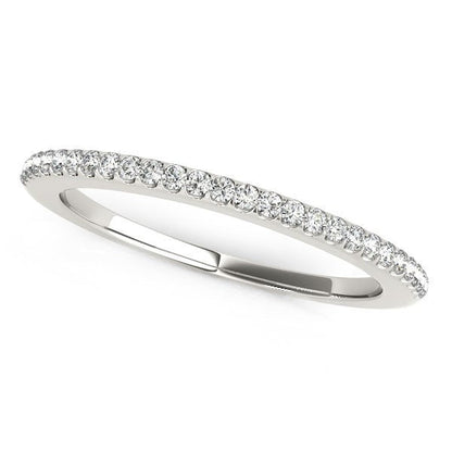 14k White Gold Pave Scallop Setting Diamond Wedding Band (1/8 cttw) by Bids.com