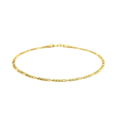 14k Yellow Gold Figaro Anklet 1.5mm  DestGlow