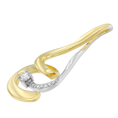 Espira 10K Two-Tone Gold 1/10 cttw Round Cut Diamond Swirl Pendant Necklace (I-J, I2-I3) by Bids.com
