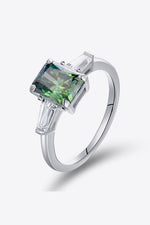 2 Carat Green Radiant-Cut Sparkala™ Platinum Over Pure Sterling Silver Ring - DestGlow