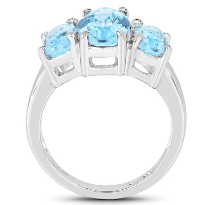 7.77 Carat Genuine Blue Topaz .925 Sterling Silver Ring  DestGlow