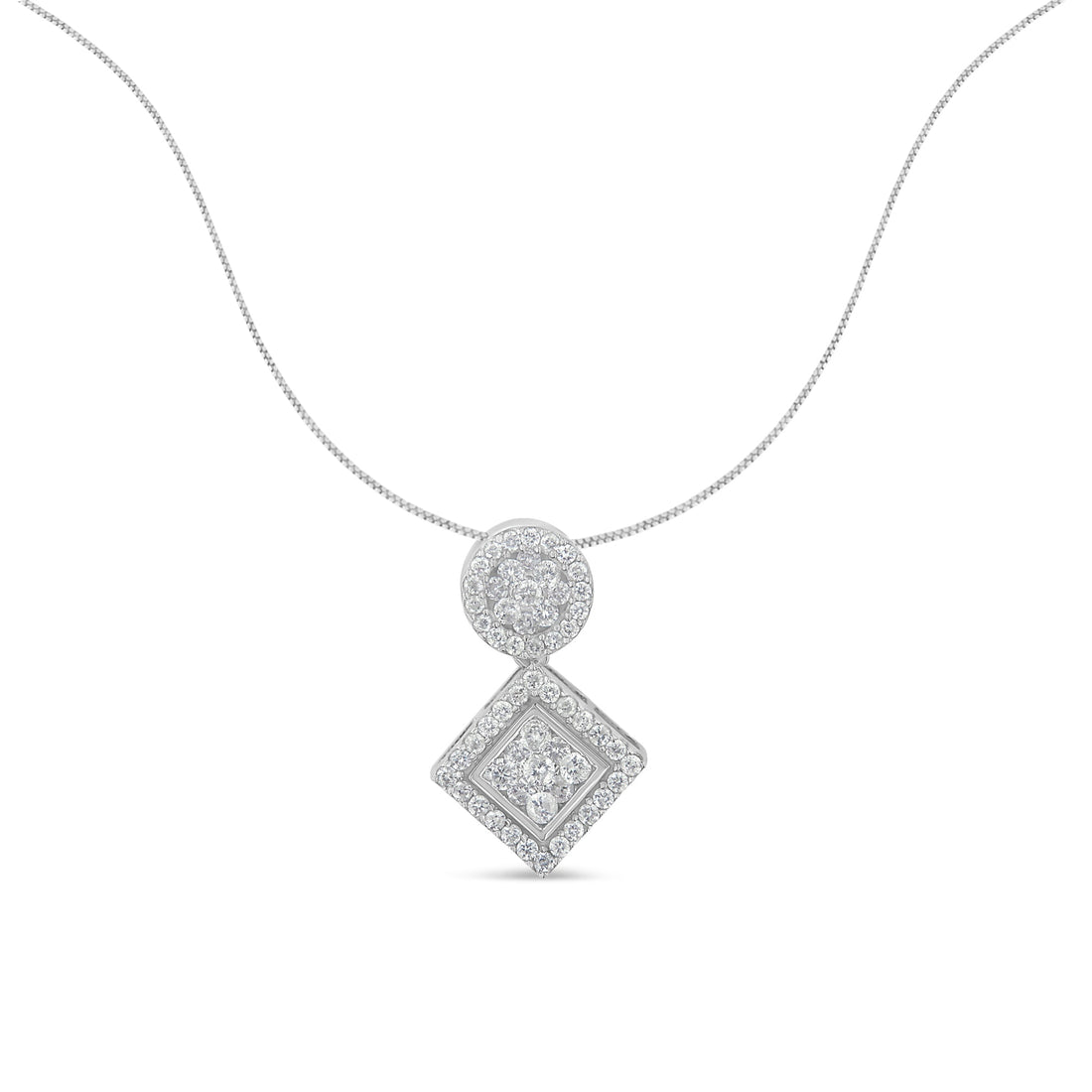 14K White Gold 1 cttw Diamond Pendant Necklace (H-I, I1-I2) - DestGlow
