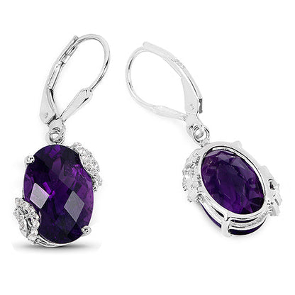 10.18 Carat Genuine Amethyst and White Topaz .925 Sterling Silver Earrings by Bids.com