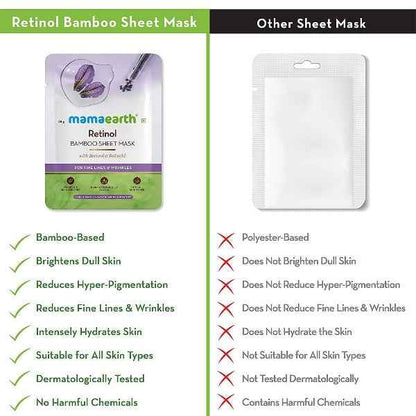 Mamaearth Retinol Bamboo Sheet Mask For Fine Lines &amp; Wrinkles