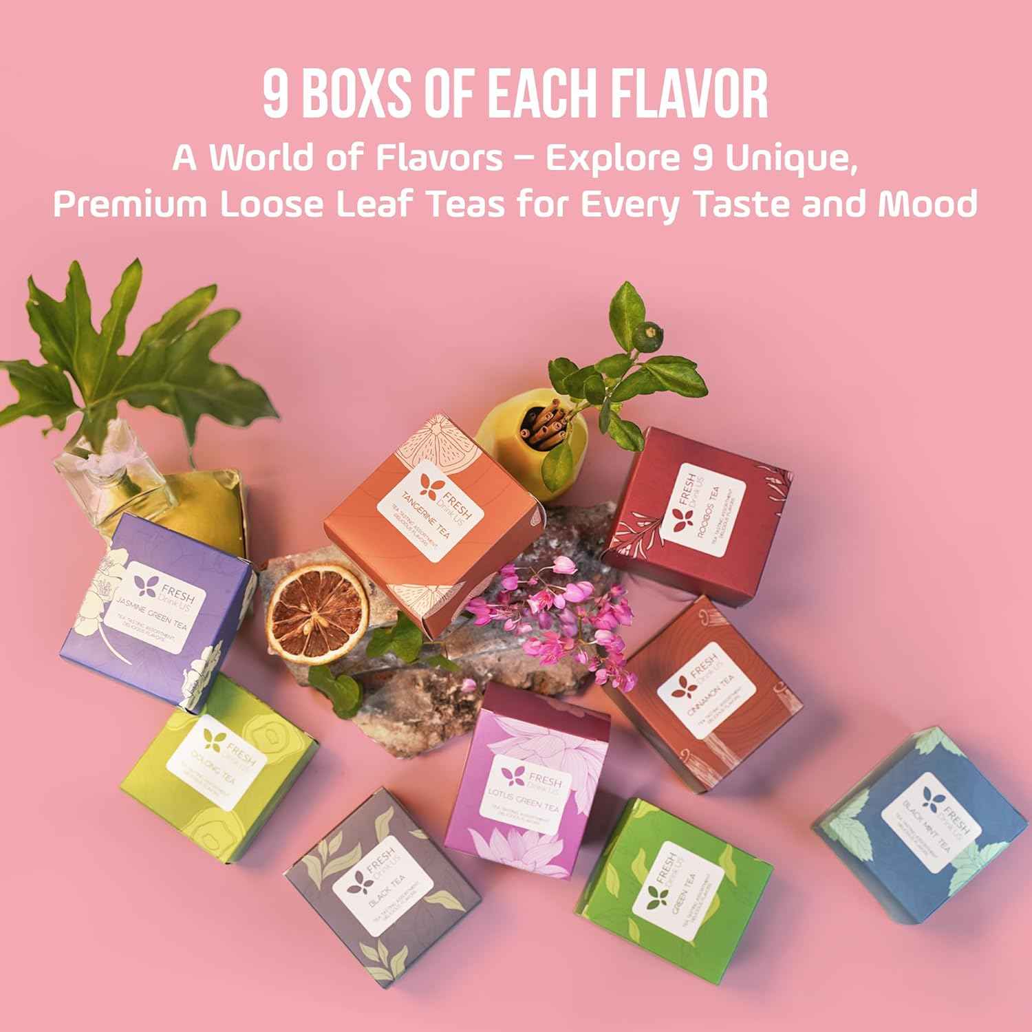 Premium 90 Tea Bags Sampler Assortment, 9 Different Flavors