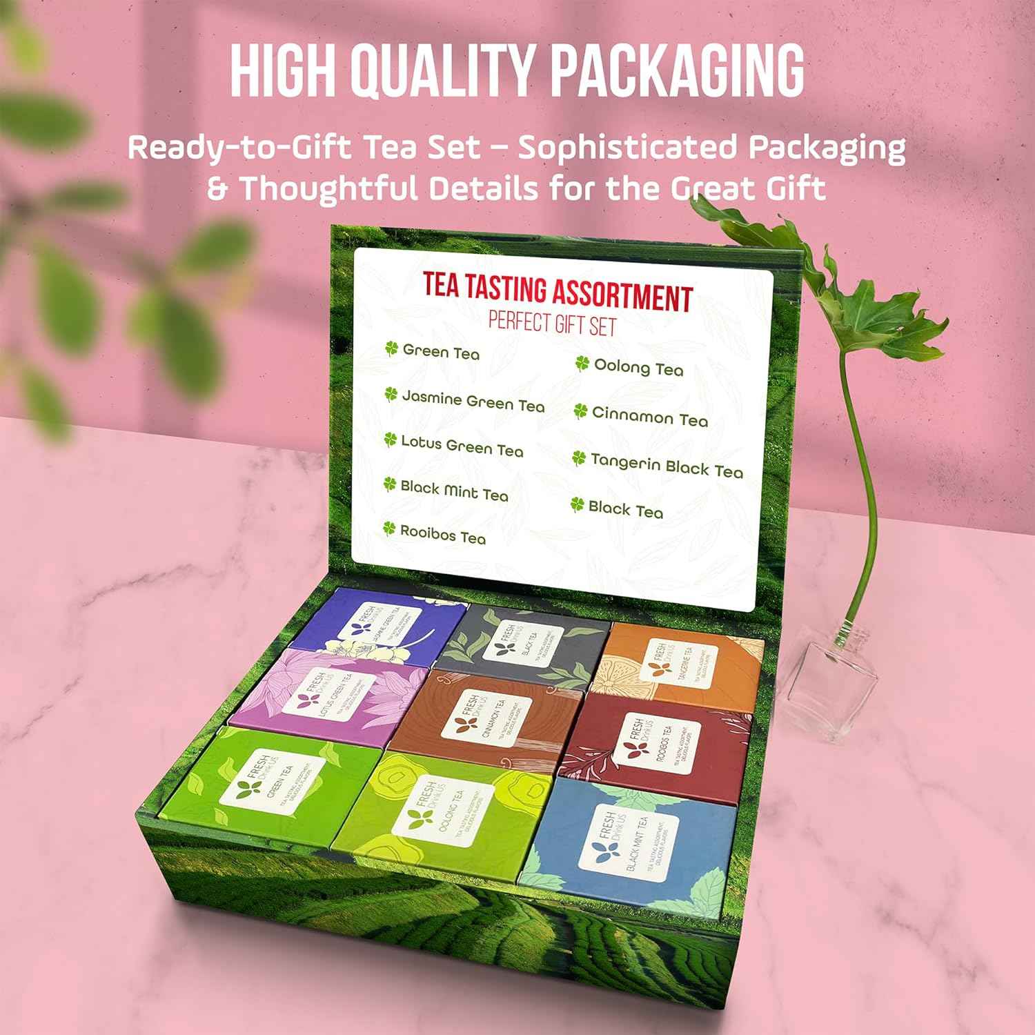 Premium 90 Tea Bags Sampler Assortment, 9 Different Flavors