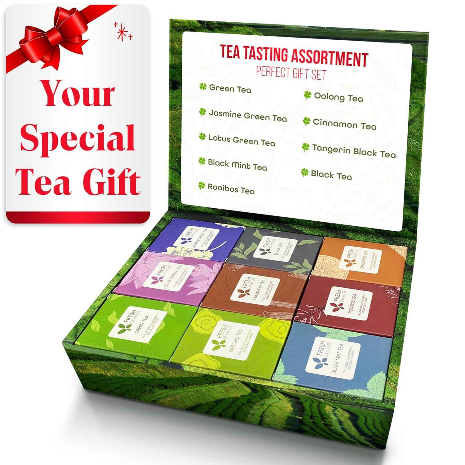 Premium 90 Tea Bags Sampler Assortment, 9 Different Flavors