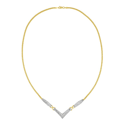 14K Yellow and White Gold 2.0 Cttw Princess Cut Diamond Flared and X-Station V Shaped 18â€ Franco Chain Statement Necklace (H-I Color, SI2-I1 Clarity) by Bids.com