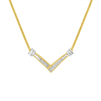 14K Yellow and White Gold 1/4 Cttw Princess Cut Diamond Channel-Set â€œVâ€ Shape 18" Pendant Necklace (H-I Color, SI2-I1 Clarity) by Bids.com