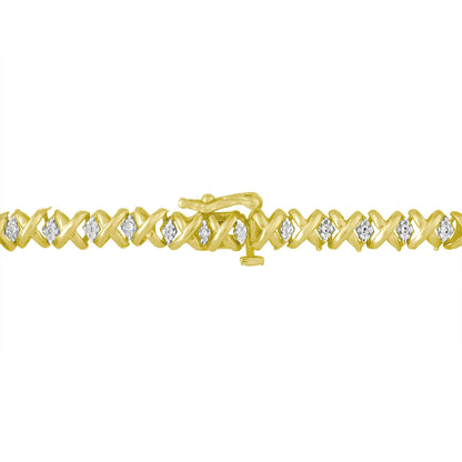 10K Yellow Gold 4 cttw Brilliant Round-Cut Diamond Graduating Riviera Statement Necklace (H-I Color, I2-I3 Clarity) by Bids.com