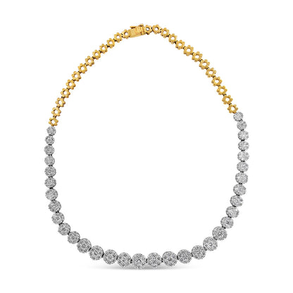 IGI Certified 14K Yellow Gold 14 3/4 cttw Pave Set Round-Cut Diamond Riviera Necklace (F-G Color, S2-I1 Clarity) by Bids.com