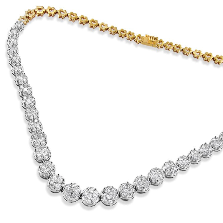 IGI Certified 14K Yellow Gold 14 3/4 cttw Pave Set Round-Cut Diamond Riviera Necklace (F-G Color, S2-I1 Clarity) by Bids.com