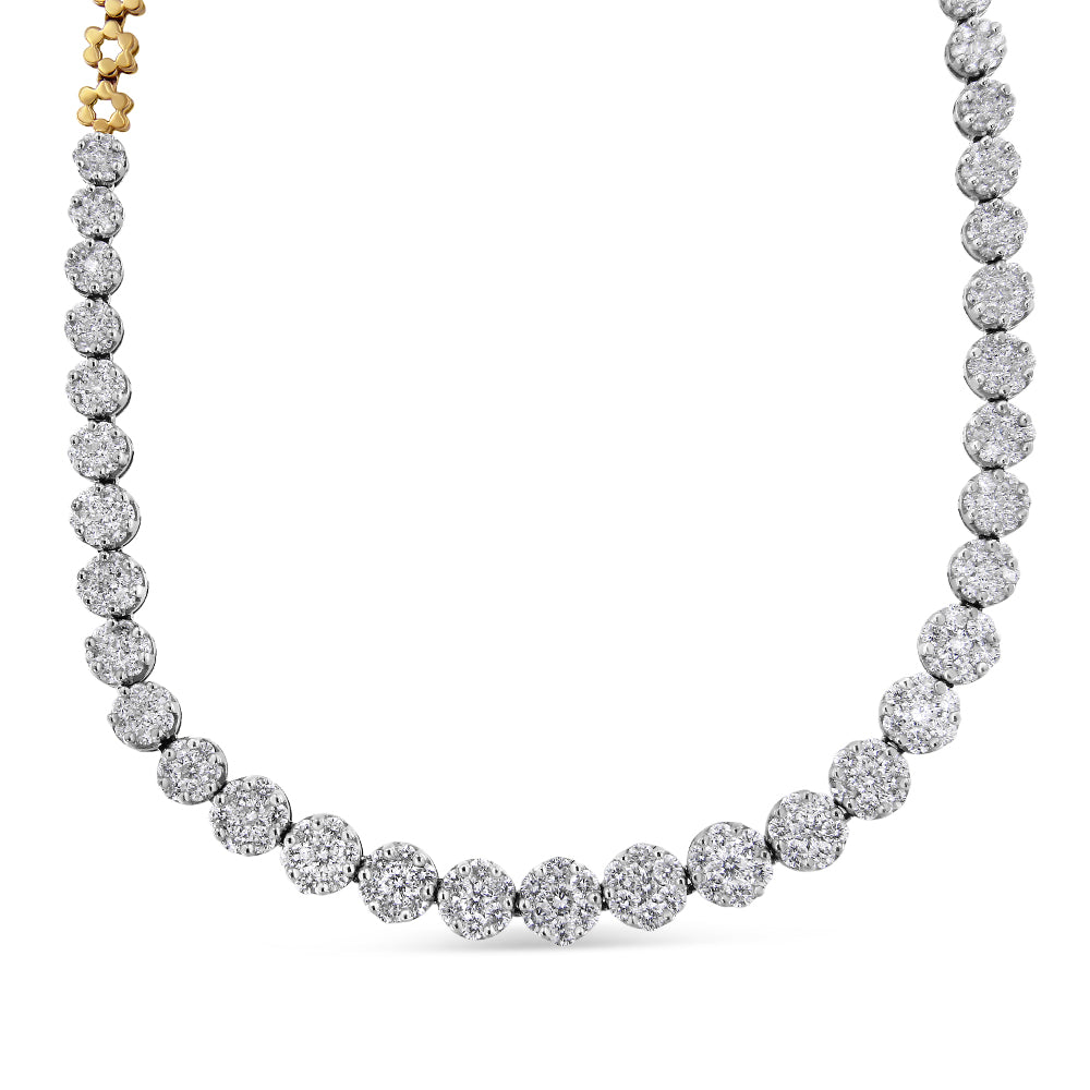 IGI Certified 14K Yellow Gold 14 3/4 cttw Pave Set Round-Cut Diamond Riviera Necklace (F-G Color, S2-I1 Clarity) by Bids.com