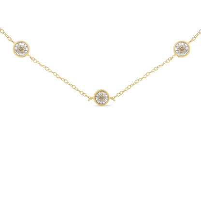 Yellow Color Plated Sterling Silver Diamond Station Necklace (1/2 cttw, K-L Color, I2-I3 Clarity) by Bids.com