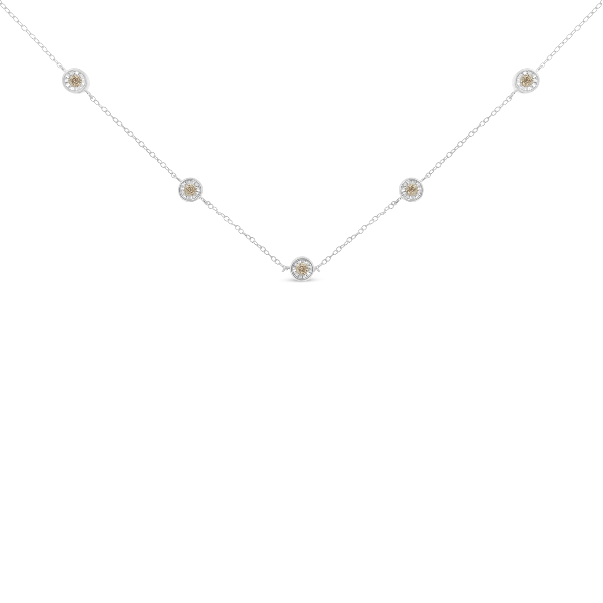 Sterling Silver Diamond Station Necklace (1/2 cttw, I-J Color, I1-I2 Clarity) by Bids.com
