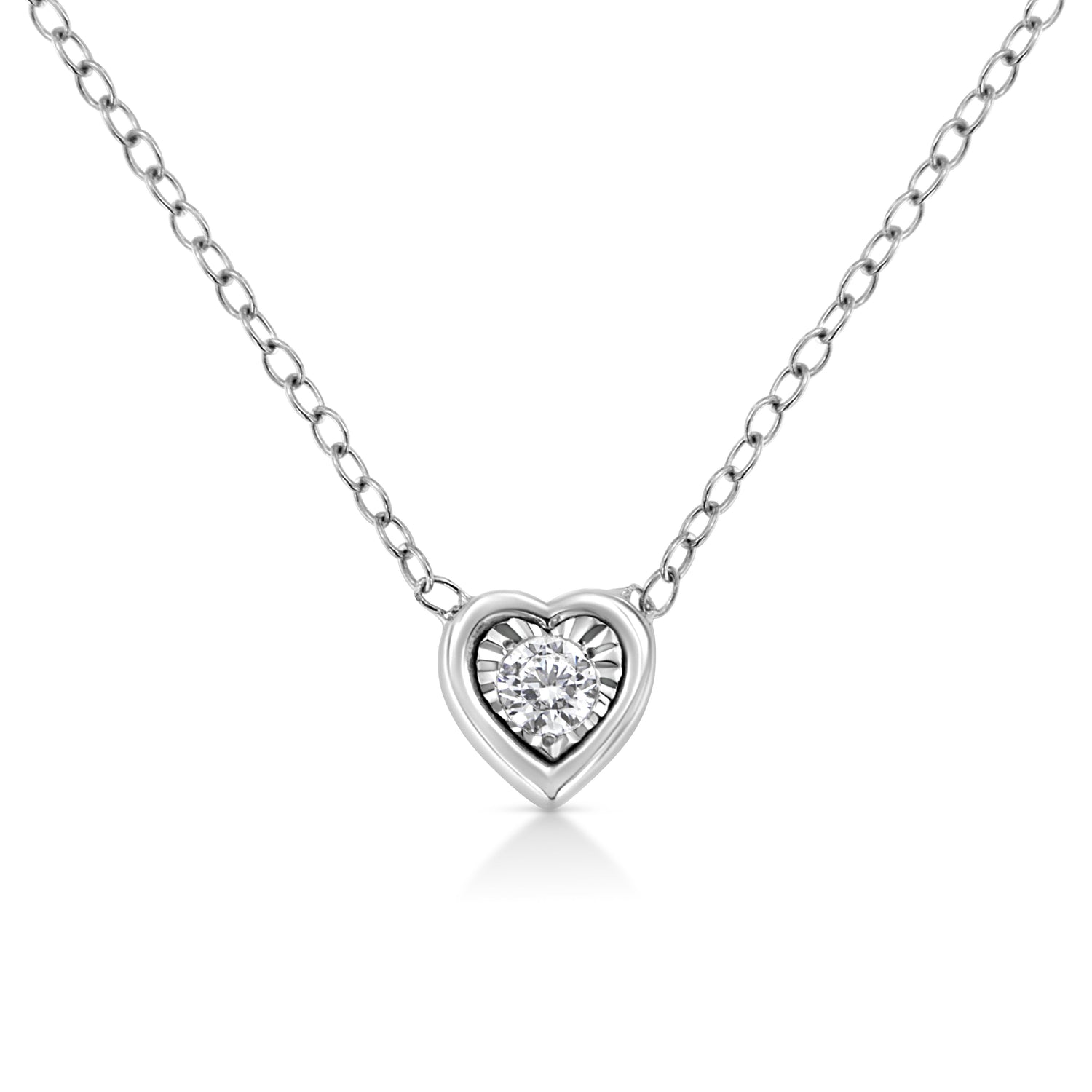 10K White Gold 1/10 Cttw Miracle Set Round-Cut Diamond Square Shape 18" Pendant Necklace (H-I Color, SI2-I1 Clarity) by Bids.com