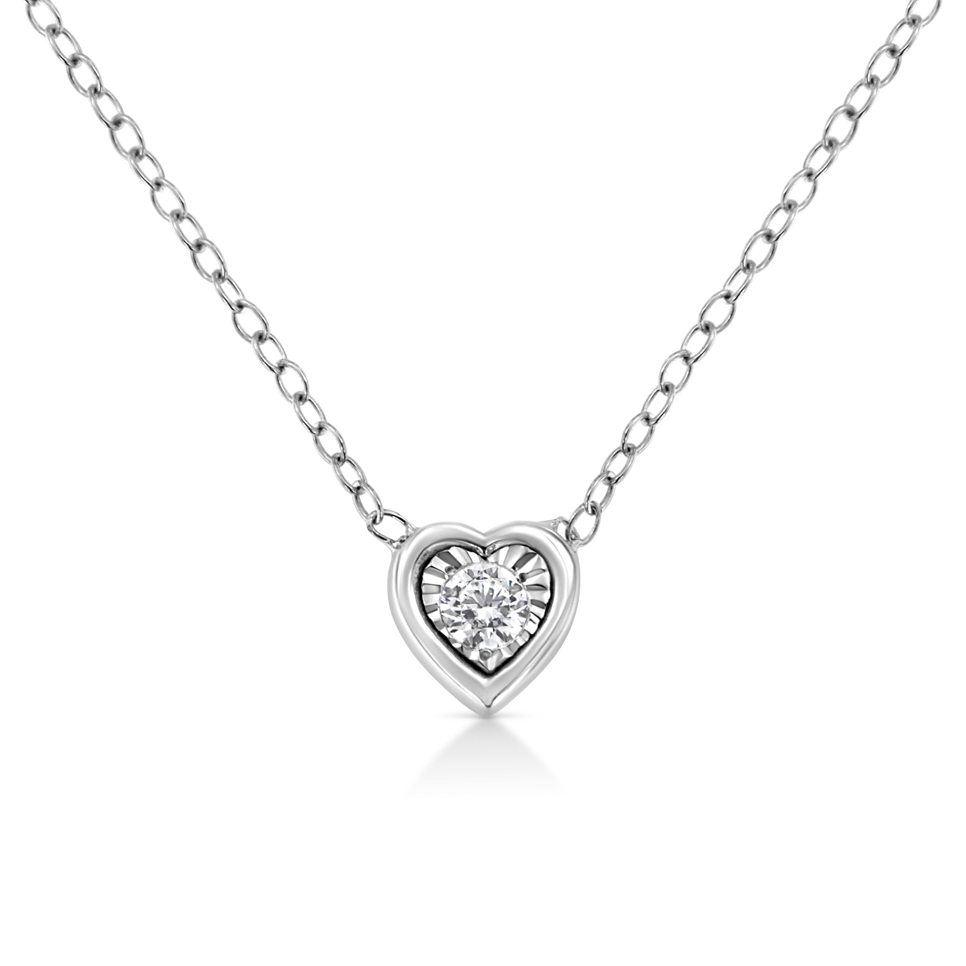 10K White Gold 1/10 Cttw Miracle Set Round-Cut Diamond Square Shape 18" Pendant Necklace (H-I Color, SI2-I1 Clarity) by Bids.com