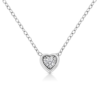 10K White Gold 1/10 Cttw Miracle Set Round-Cut Diamond Square Shape 18" Pendant Necklace (H-I Color, SI2-I1 Clarity) by Bids.com