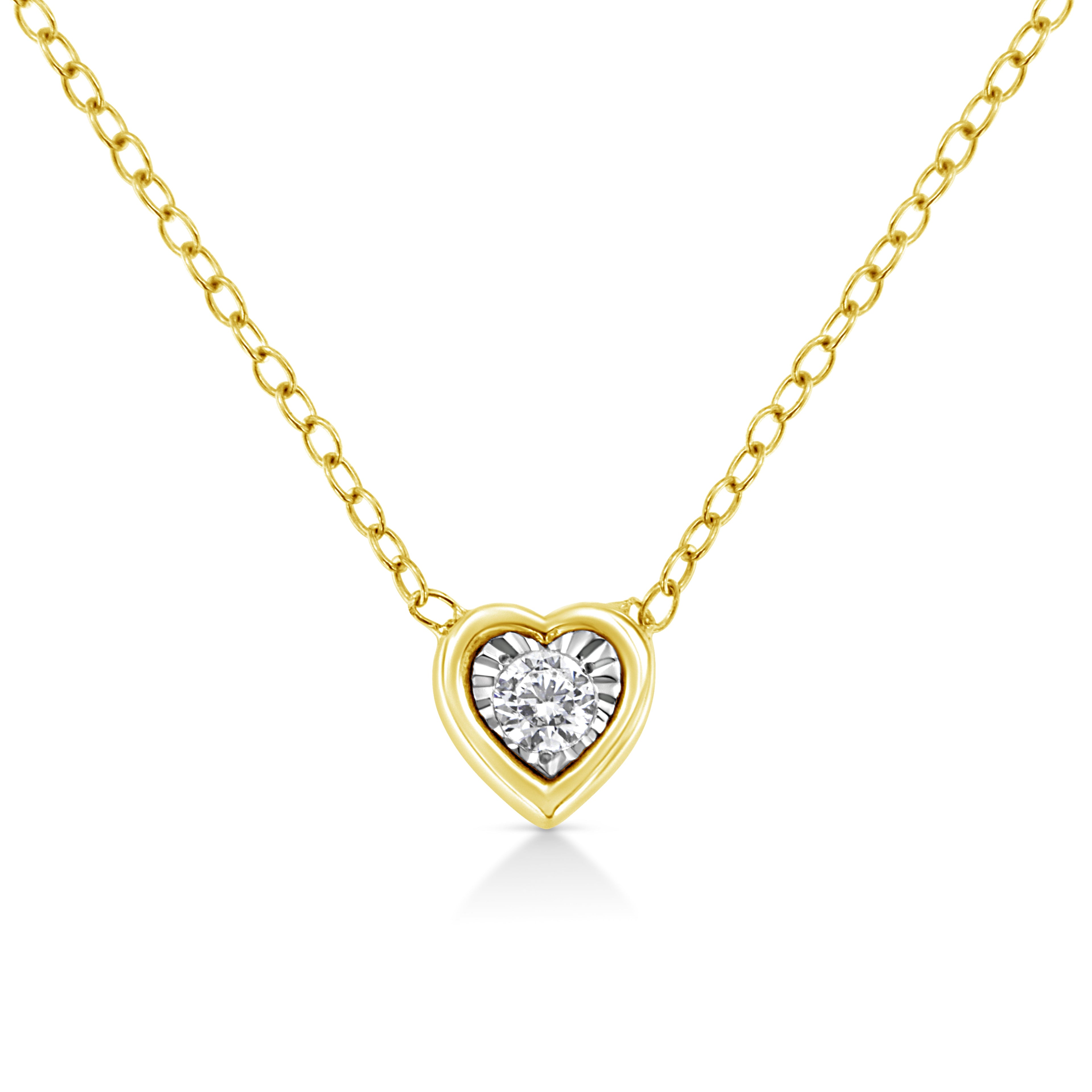 10K Yellow Gold Plated .925 Sterling Silver 1/10 Cttw Miracle Set Round Diamond Square Box Shape 18" Pendant Necklace (K-L Color, I2-I3 Clarity) by Bids.com