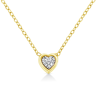 10K Yellow Gold Plated .925 Sterling Silver 1/10 Cttw Miracle Set Round Diamond Square Box Shape 18" Pendant Necklace (K-L Color, I2-I3 Clarity) by Bids.com