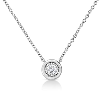 10K White Gold 1/10 Cttw Miracle Set Round-Cut Diamond Square Shape 18" Pendant Necklace (H-I Color, SI2-I1 Clarity) by Bids.com